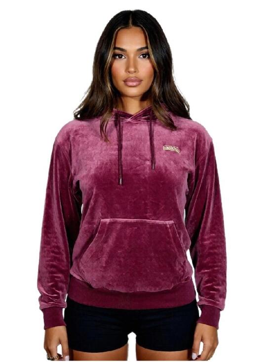 adidas Other - Adidas Velvet Hoodie Sz M Maroon Purple  Embroidery Activewear Zipper Y2k Unisex